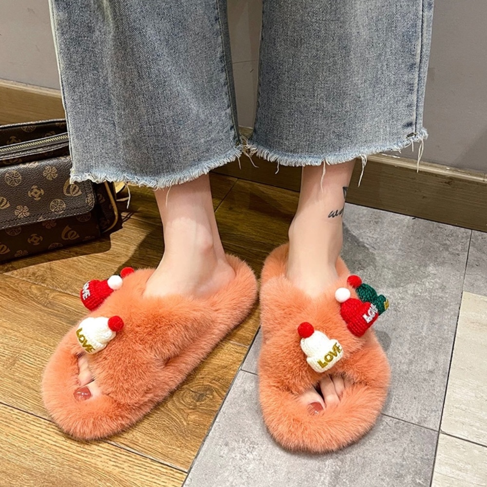 Christmas decorative women's slippers, winter warm slippers
